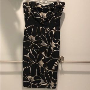 Milly Black and White Flowered Silk Dress